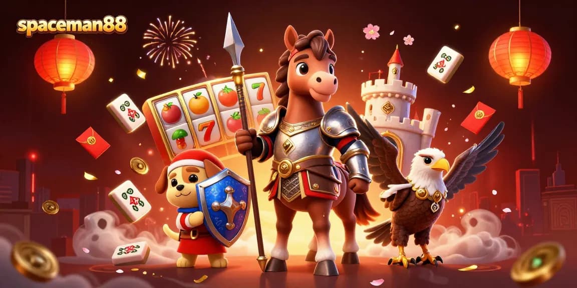 Experience the excitement of spaceman88 with a vibrant casino-themed 3D illustration showcasing dynamic game elements.