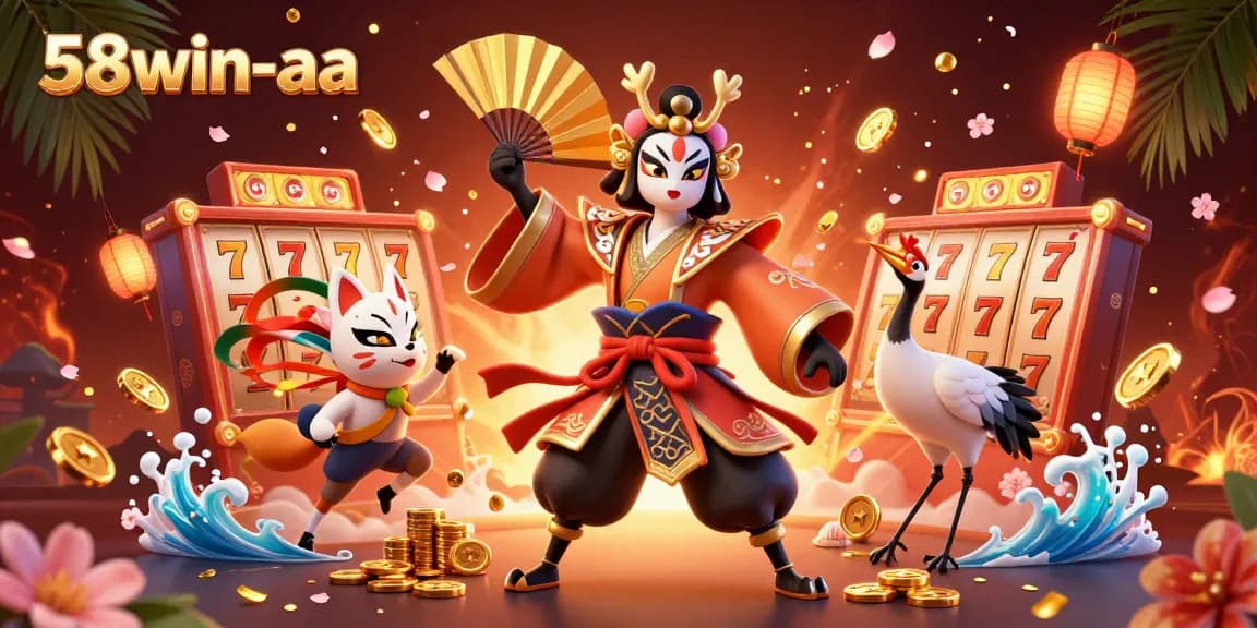 Engage in thrilling gameplay at 58win-aa with slots and jackpots illuminated by festive, colorful elements.
