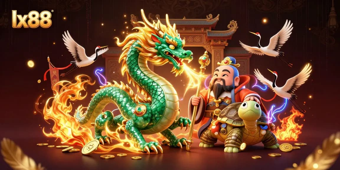 Experience thrilling gaming adventures at lx88 with a vibrant dragon scene showcasing dynamic energy.
