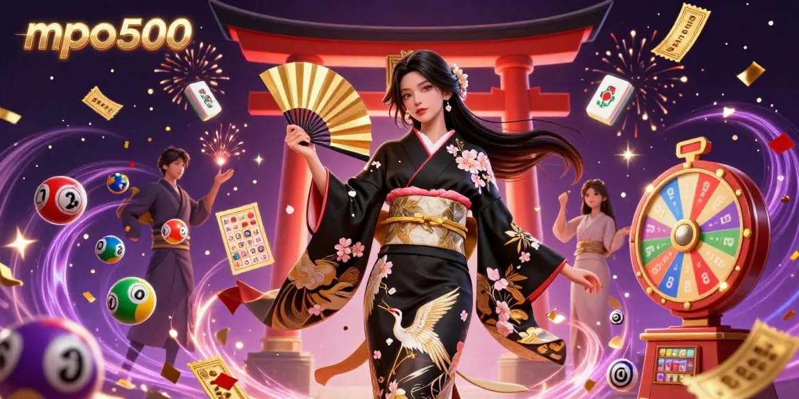 MPO500 players enjoy thrilling lottery action with colorful balls and a vibrant prize wheel.