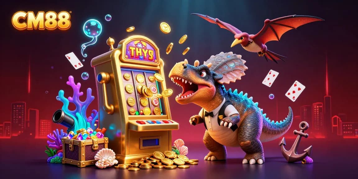 Catch golden jackpot coins with CM88’s thrilling and interactive casino gaming scene featuring fantastic creatures.