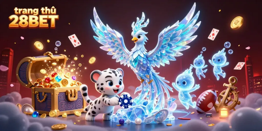 Experience the vibrant world of trang chủ 28BET featuring unique characters and casino elements.