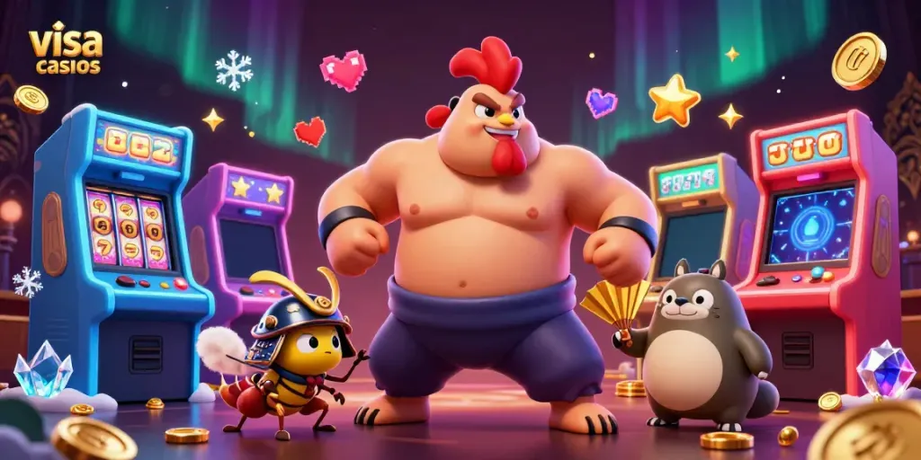 Engage with vibrant visa casinos featuring animated characters and dynamic game elements.