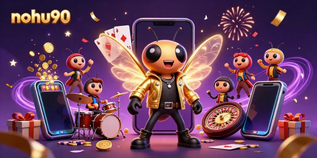 Engage with exciting nohu90 casino games as a rock star and drummer celebrate the fun.