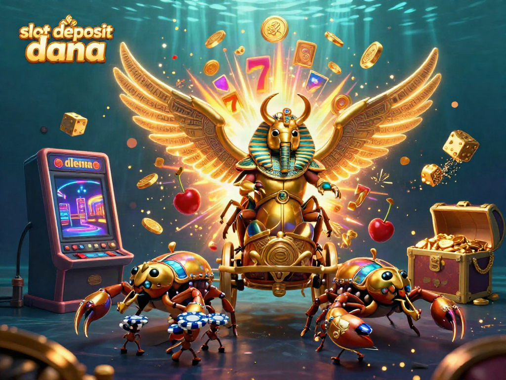 Spin and win with slot deposit dana featuring a golden scarab and vibrant slot elements!