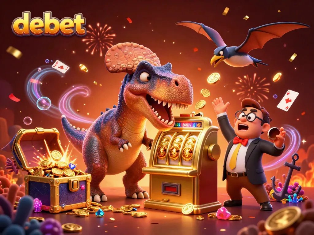 Catch jackpots at debet with a pachycephalosaurus in this vivid casino illustration.
