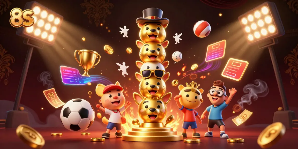 Experience thrilling gameplay with 8S in this dynamic 3D casino illustration.