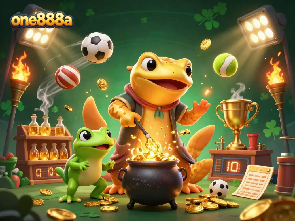 Experience thrilling gaming action in one888a, featuring a golden salamander alchemist in a dynamic casino scene.