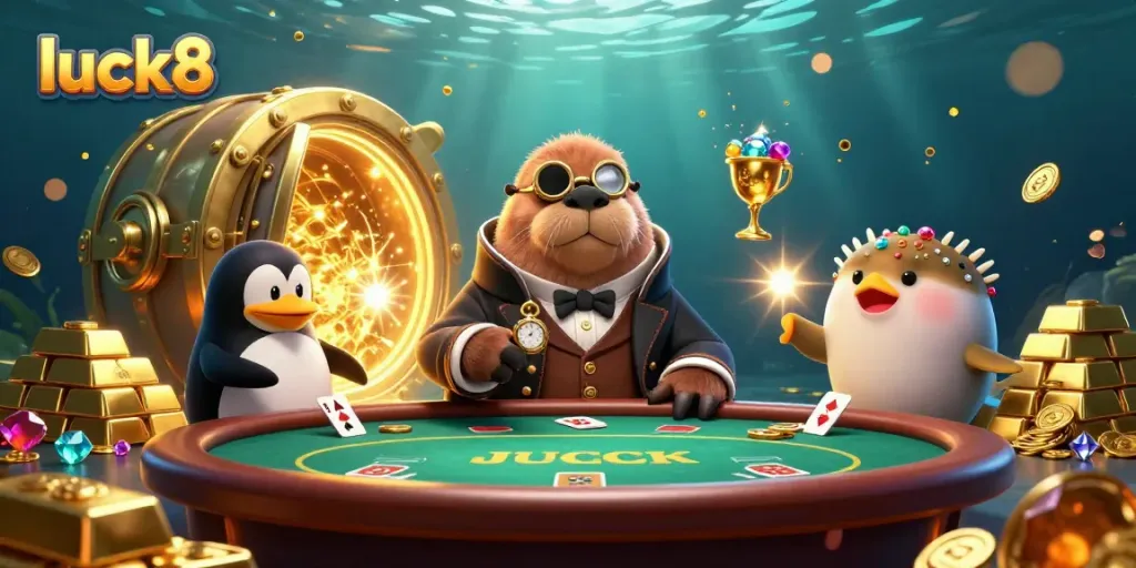 Engage in thrilling poker action at luck8 with unique characters and dazzling underwater treasures.