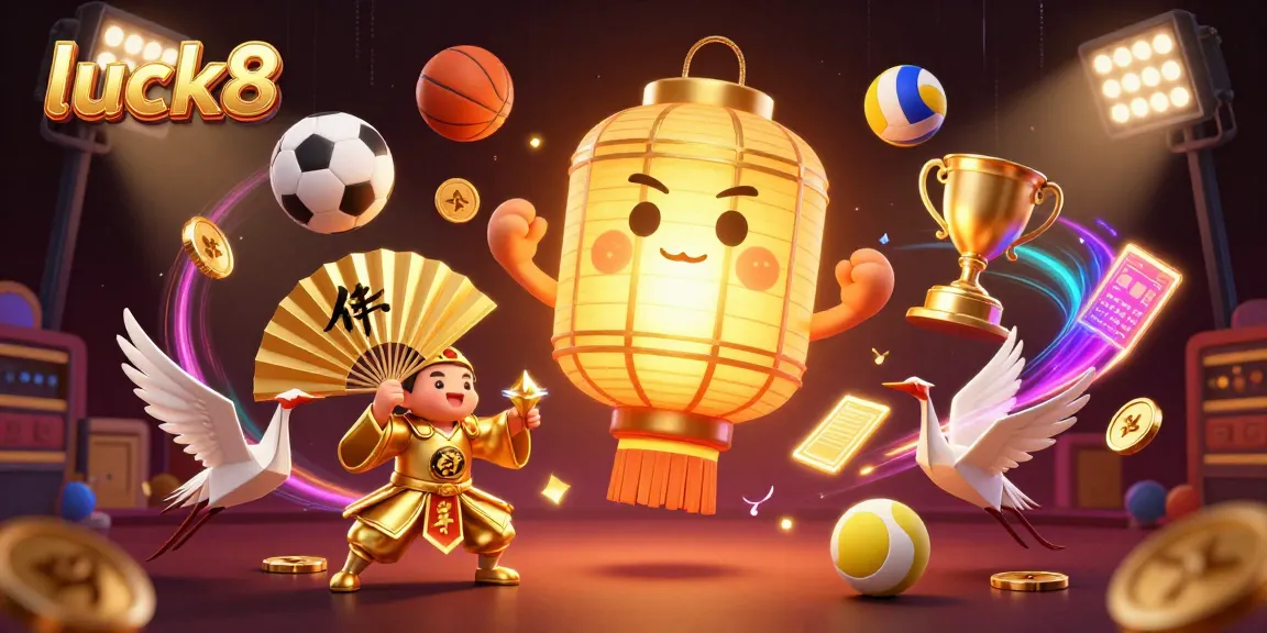 Experience the excitement of luck8 with dynamic sports action and golden symbols at a vibrant casino.