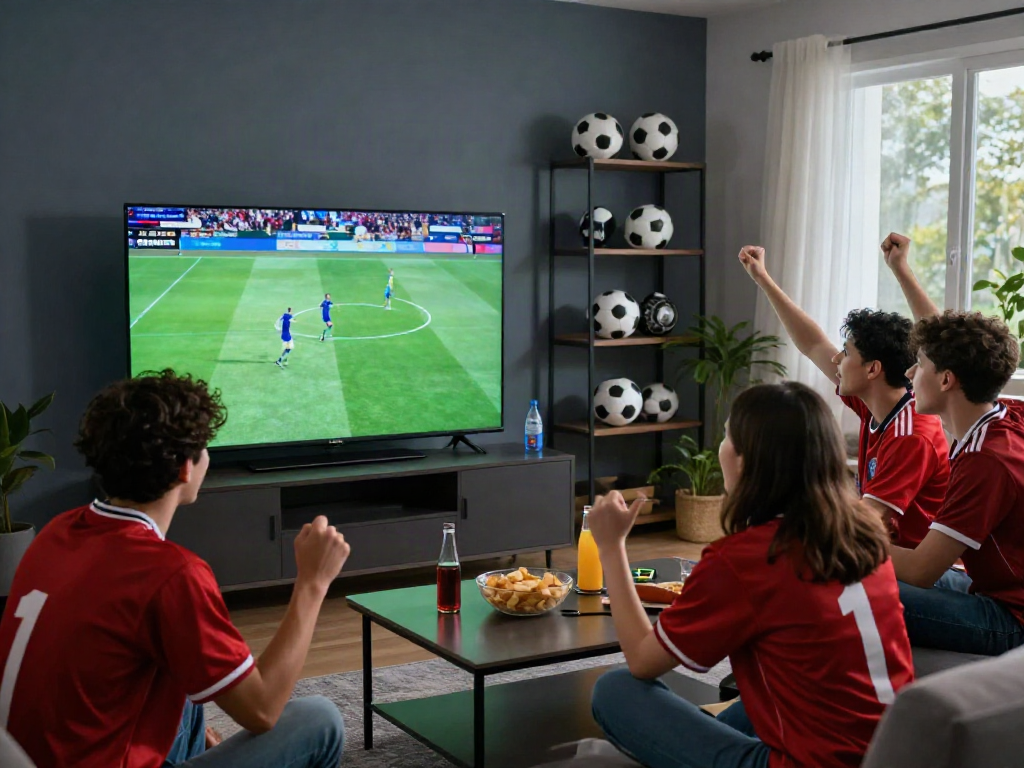 Fans enjoying a thrilling Gavangtv football match in a lively living room.