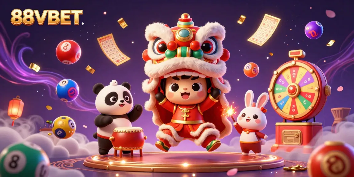 Experience thrilling games at 88VBET with vibrantly illustrated characters, colorful lottery themes, and dynamic casino elements.