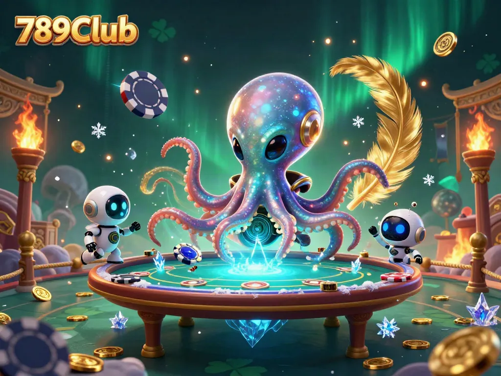 Engage with the 789Club alien-themed poker scene showcasing vibrant games and dynamic elements.