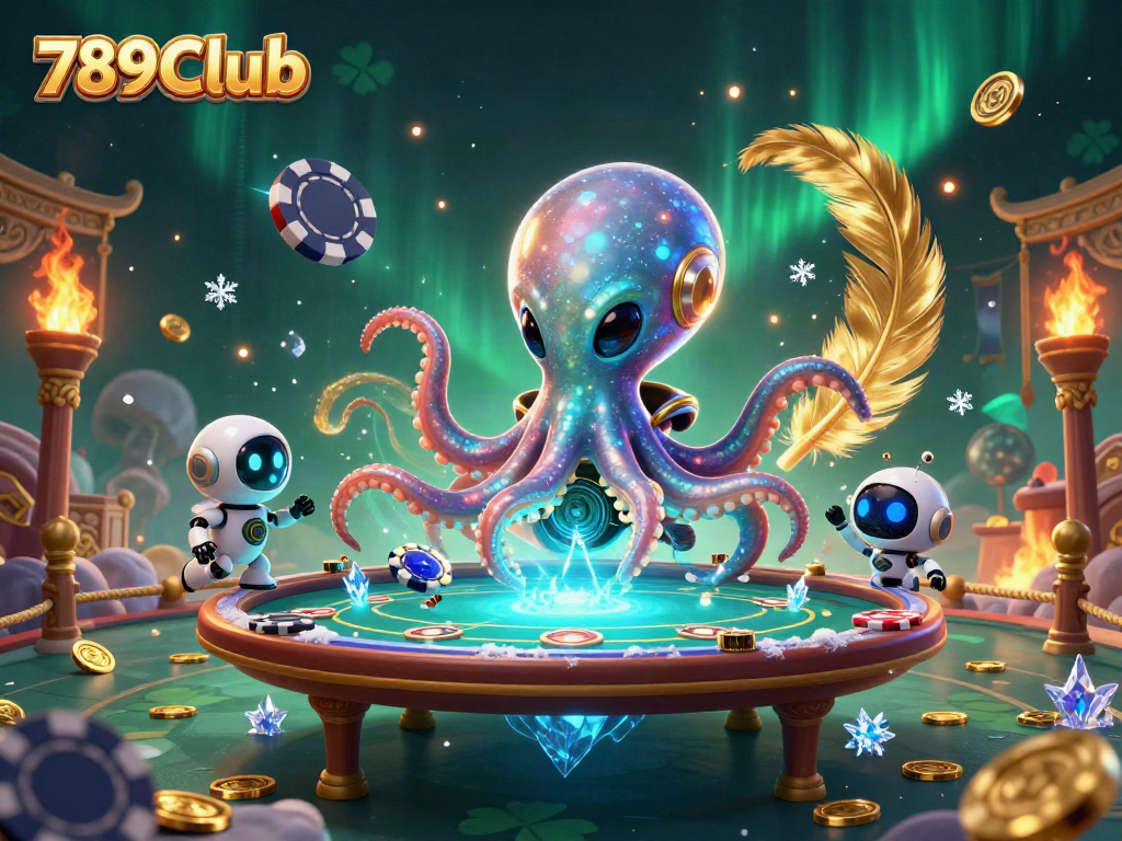 Engage with the 789Club alien-themed poker scene showcasing vibrant games and dynamic elements.