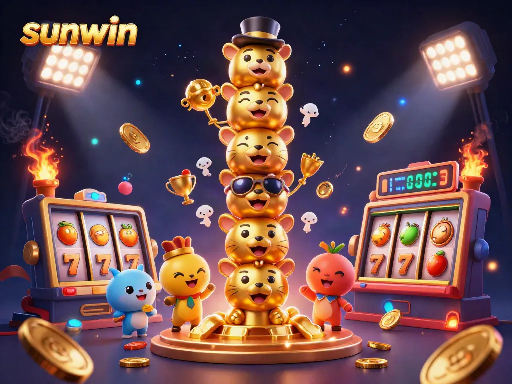 Engage in exciting gameplay at Sunwin, featuring vibrant slot machines and dynamic casino elements.