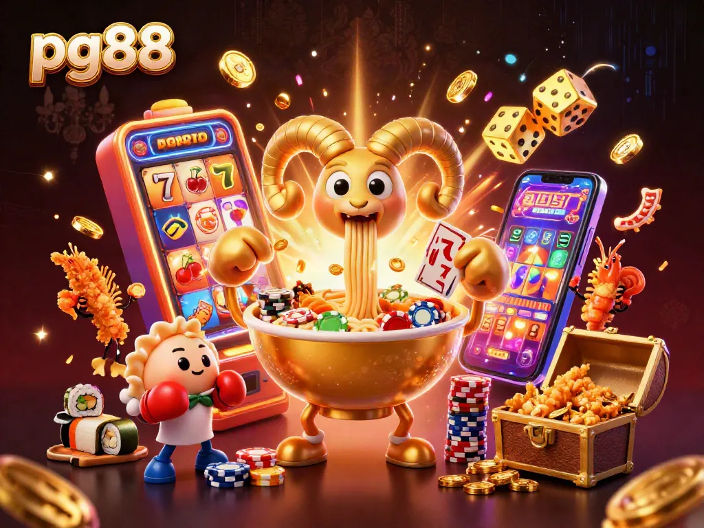 Experience thrilling gaming action with pg88 featuring a vibrant casino scene filled with animated characters and jackpot excitement.