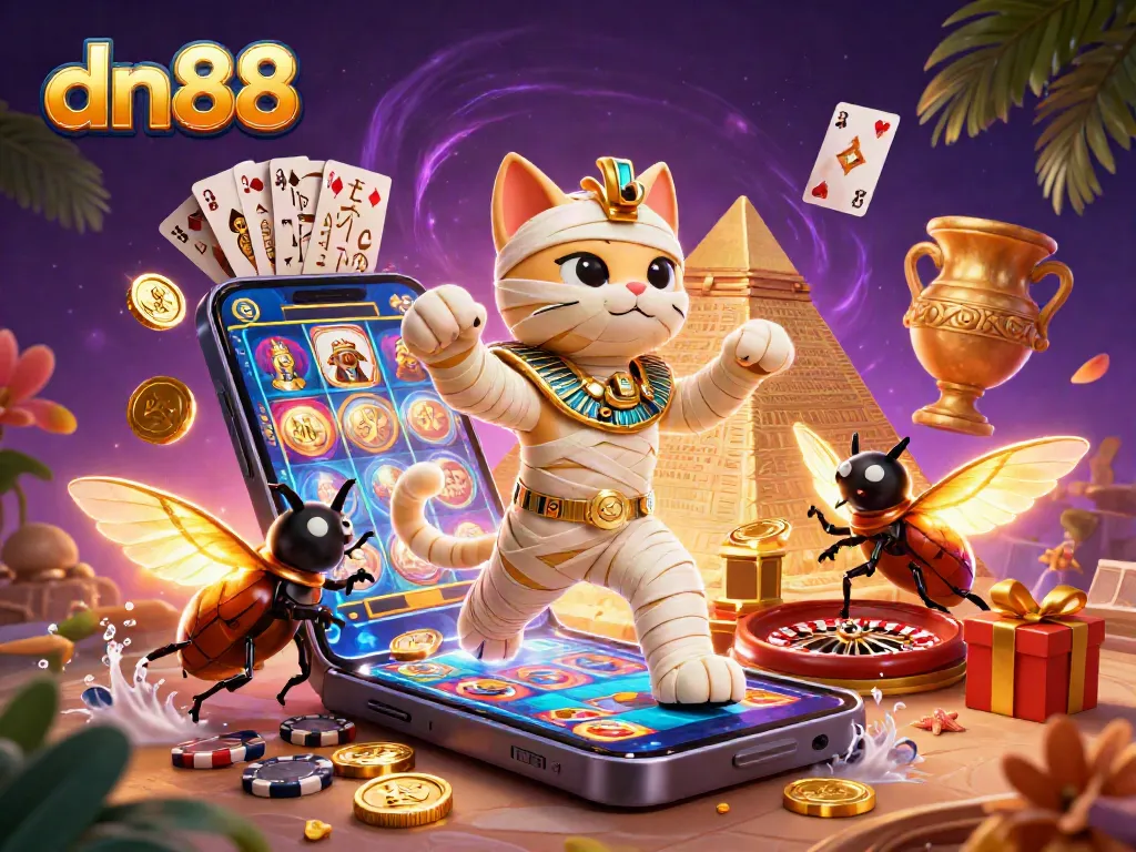 Experience epic wins at dn88 with a vibrant 3D casino illustration showcasing thrilling gameplay.
