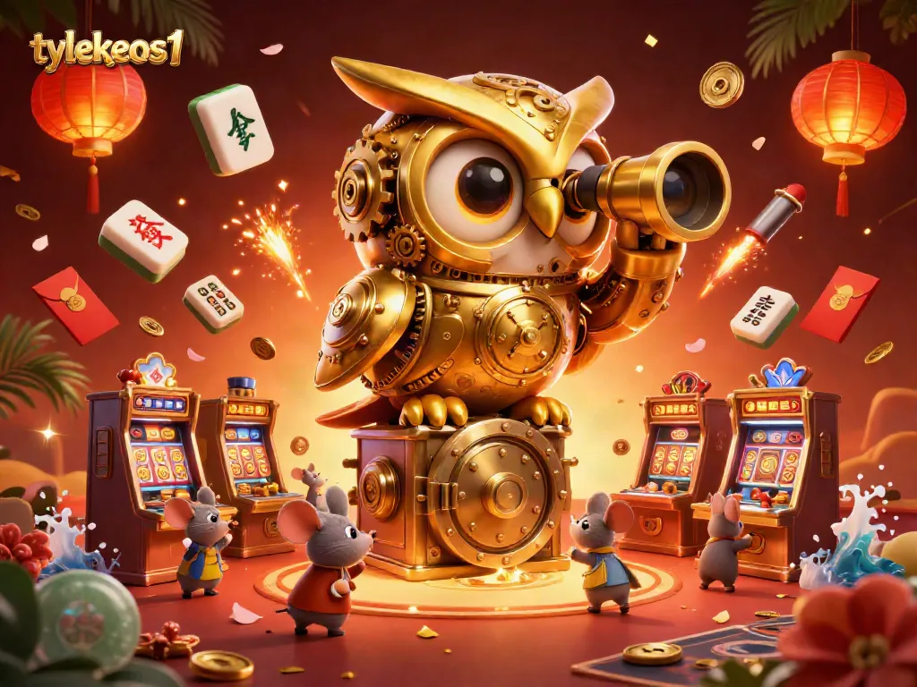 Experience exciting gameplay with tylekeos1 at this vibrant casino scene illustrated in 3D.