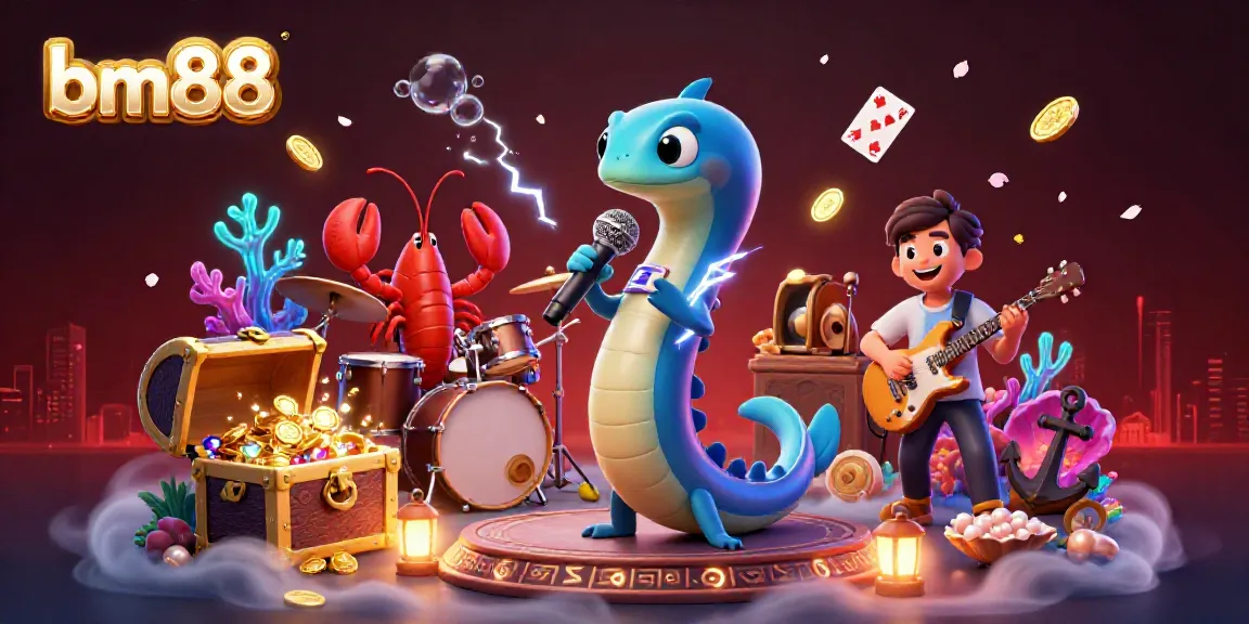 Experience vibrant gambling energy with bm88 at an underwater casino stage featuring an electric eel DJ.