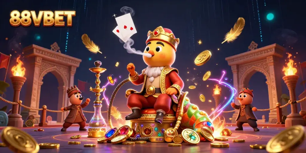 Engage with thrilling 88VBET games in an ultra-detailed casino scene illustration.