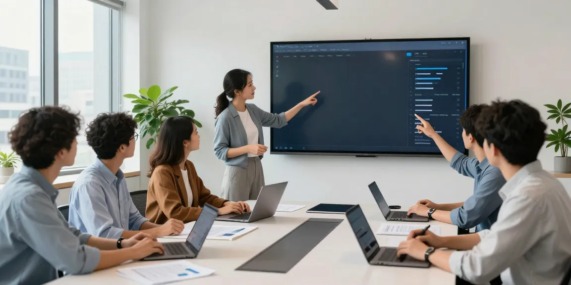 Hire freelancers in a collaborative digital workspace with diverse professionals engaged in a project meeting.