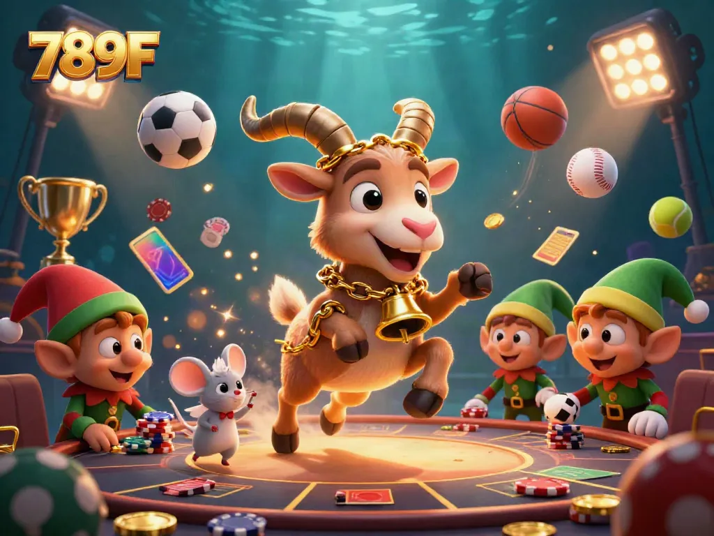 Engage with 789F's dynamic casino scene featuring festive Krampus and mischievous elves.