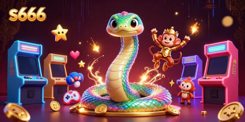 Engage in thrilling gaming adventures at s666 with a vibrant 3D casino illustration featuring dynamic characters and colorful gaming elements.