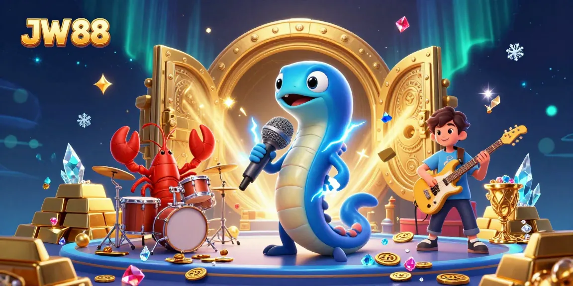 Experience thrilling gaming fun at JW 88 with an electric eel DJ, vibrant underwater treasures, and light effects.