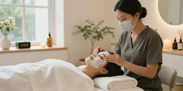 Relaxing facial treatment in Colchester spa setting with soothing ambiance.