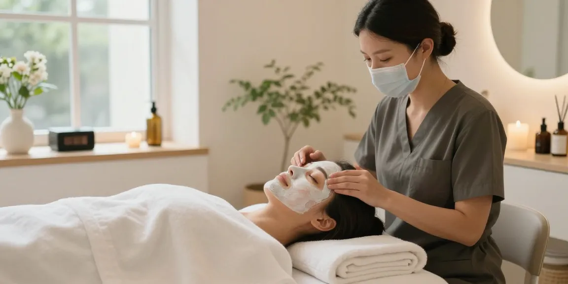 Relaxing facial treatment in Colchester spa setting with soothing ambiance.