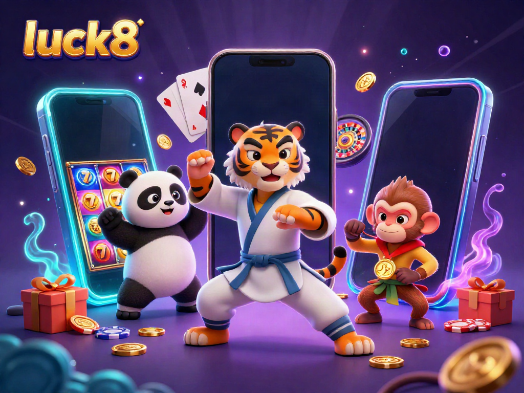 Experience the excitement of luck8 with a dynamic gaming scene showcasing action and gambling elements.