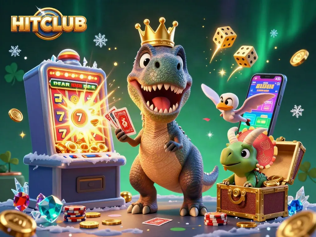 Experience thrilling HITCLUB adventures in this vibrant 3D illustration full of casino excitement.