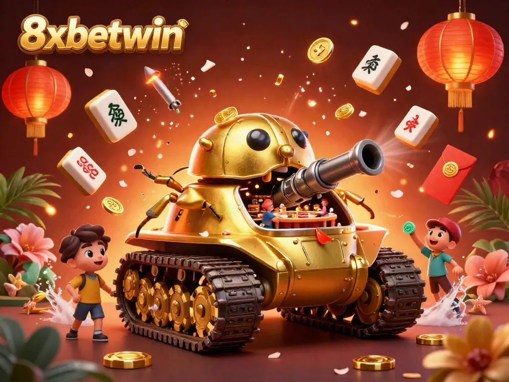 Experience thrilling gameplay with 8xbetwin’s vibrant 3D illustration showcasing a casino within a golden beetle tank.