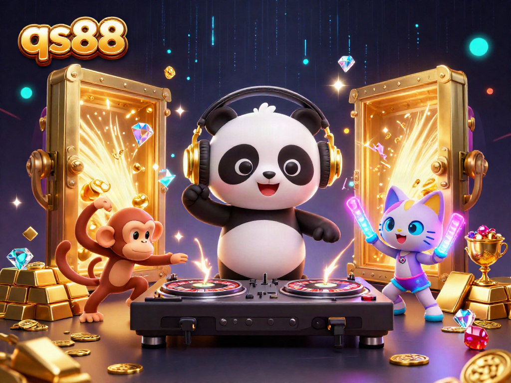 Experience thrilling entertainment at qs88 while surrounded by gold, jewels, and vibrant characters.