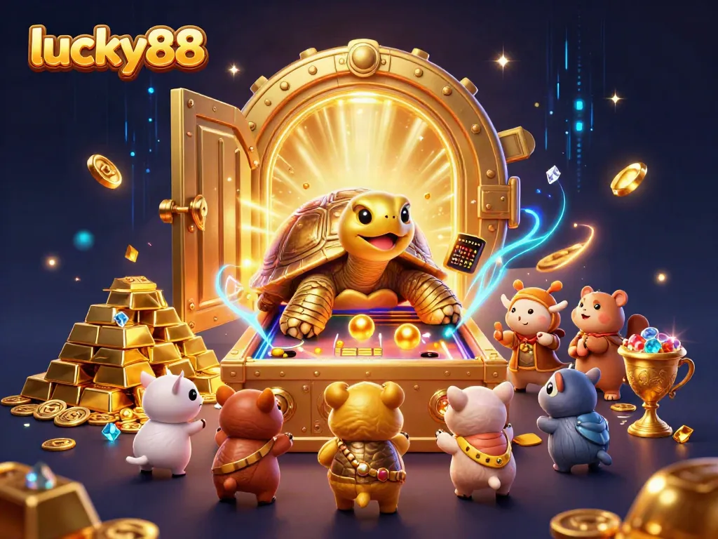Experience thrilling wins at lucky88 with a massive golden tortoise pinball machine and treasure vault.