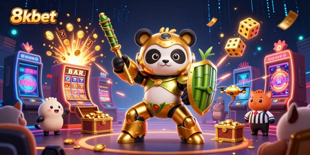 Experience the thrill of 8xbet in a vibrant 3D casino scene filled with excitement and action.
