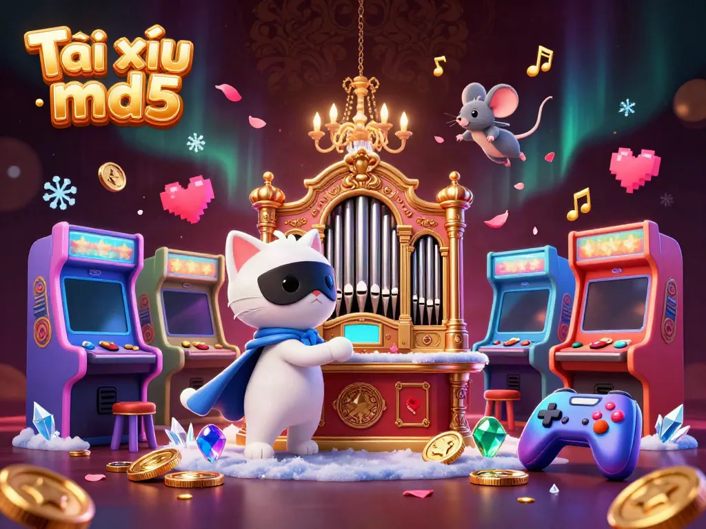 Engaging illustration of Tài xỉu md5 game characters in an ornate casino setting, showcasing dynamic gameplay.
