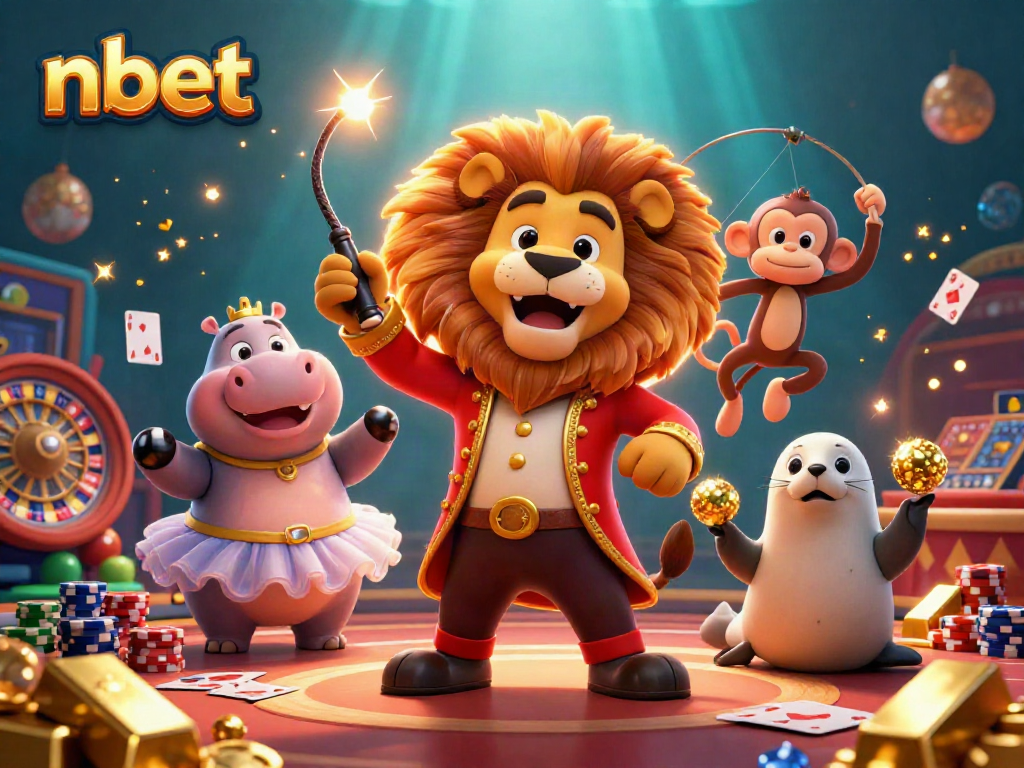 Experience the thrill of nbet with a vibrant casino scene featuring lively characters and sparkling elements.