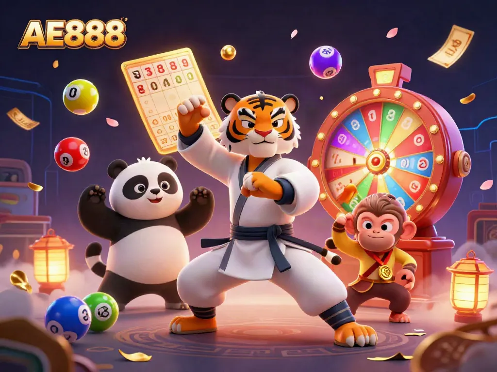 Experience the excitement of AE888 casino gaming with dynamic characters and colorful elements in a vibrant scene.