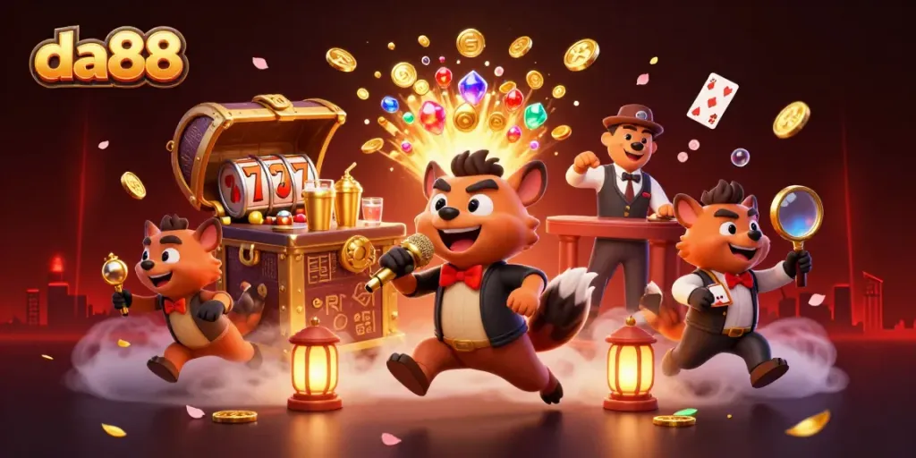 Engage in thrilling casino fun with da88 as hyenas entertain in a vibrant comedy club.