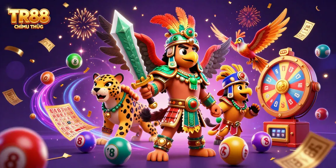 Join the excitement at TR88 CHÍNH THỨC with dynamic lottery balls and festive decorations.
