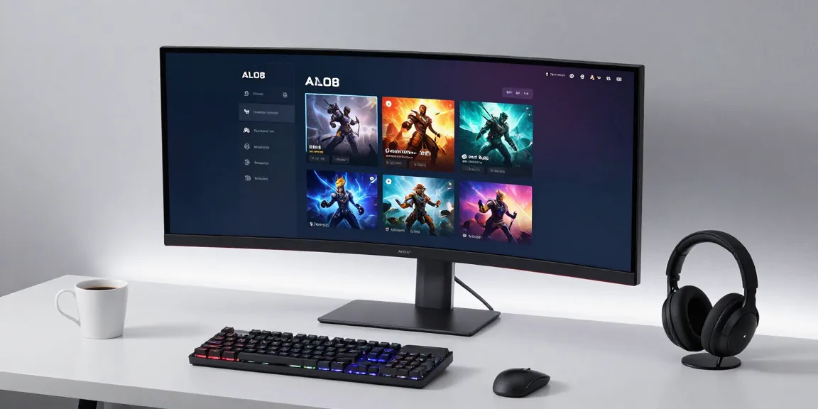 alo868 gaming platform interface showcased on an ultra-wide monitor in a modern developer workspace featuring advanced software development tools.
