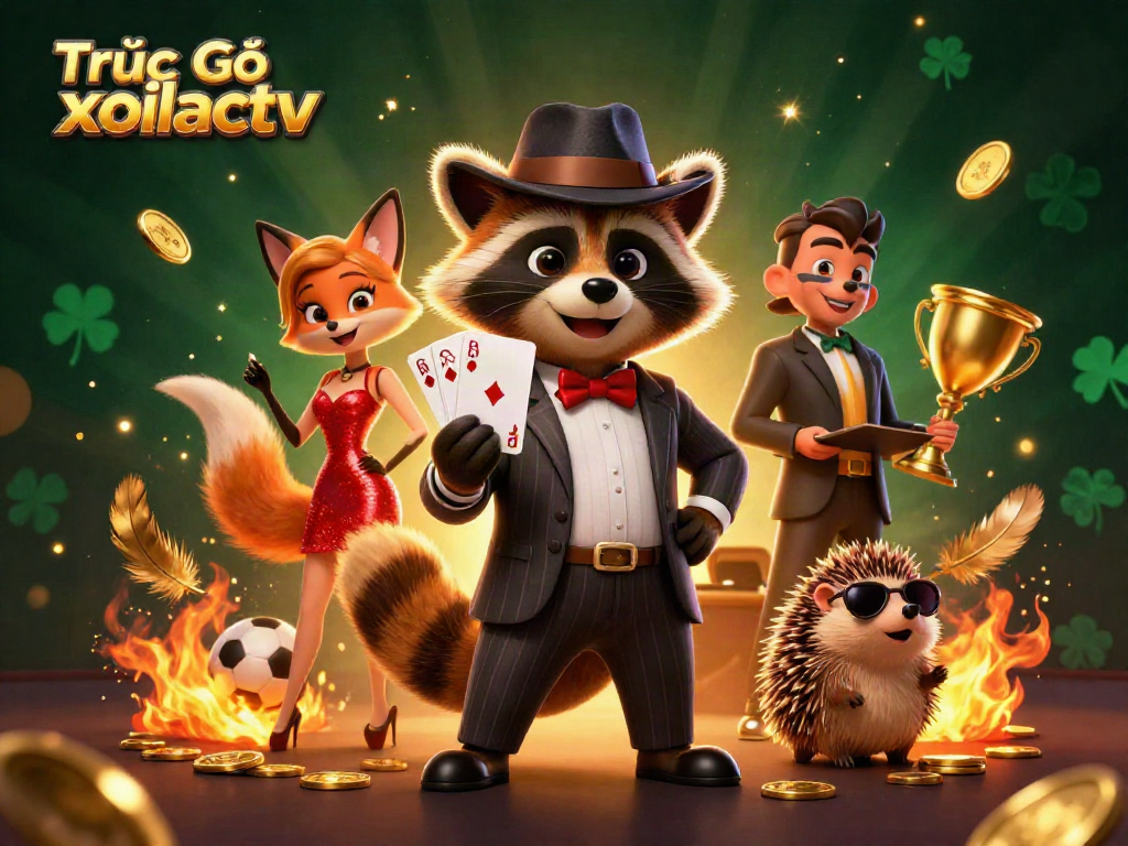 Engage with immersive sports betting action featuring Trực Tiếp xoilactv's illustrative characters and dynamic gaming elements.
