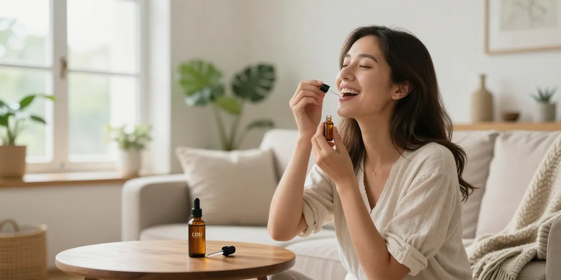 Experience high-quality cbd isolate Canada with a woman using THC-free CBD oil in a tranquil living space.
