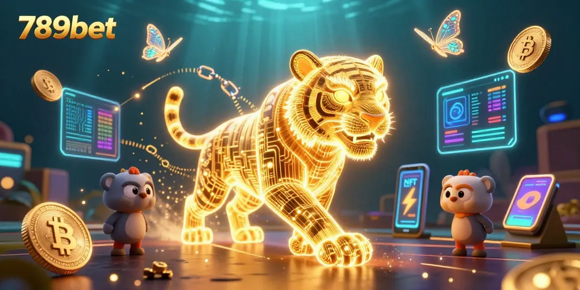 Experience thrilling games with 789bet featuring a neon neon-wireframe tiger in a digital casino setting.