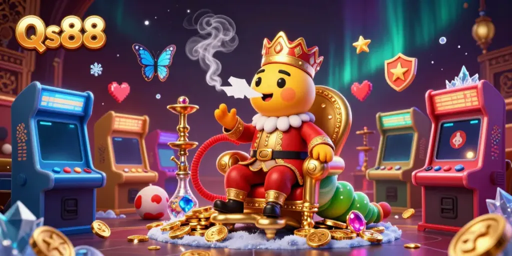 Experience the captivating world of Qs88 with vibrant casino-themed 3D illustrations.