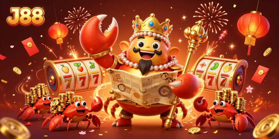 Experience the vibrant world of J88, where a golden crab emperor leads thrilling casino adventures.