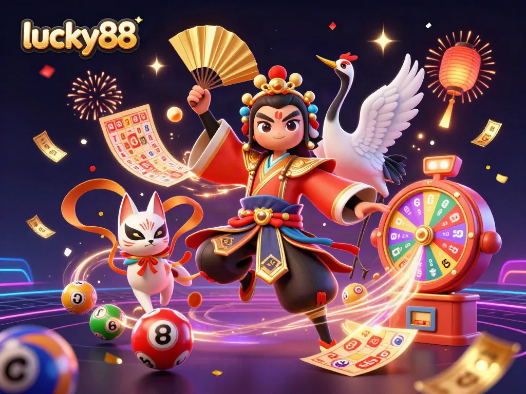 Experience thrilling moments with lucky88 in this vibrant casino fantasy scene full of dynamic game elements.