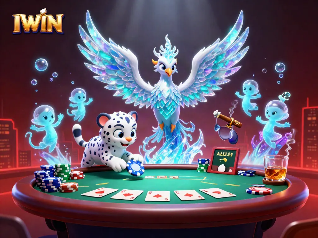 Engage with IWIN's thrilling poker cinematic scene featuring vibrant characters and rich gambling elements.