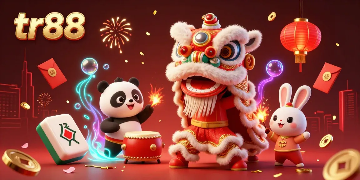 Experience the excitement of tr88 with vibrant lion dance characters celebrating the new year amidst rich decor.